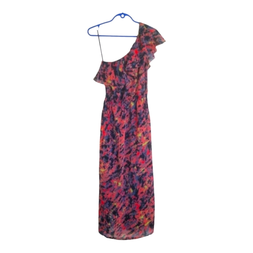 FLORAL paint splatter design one shoulder long flowy tunic